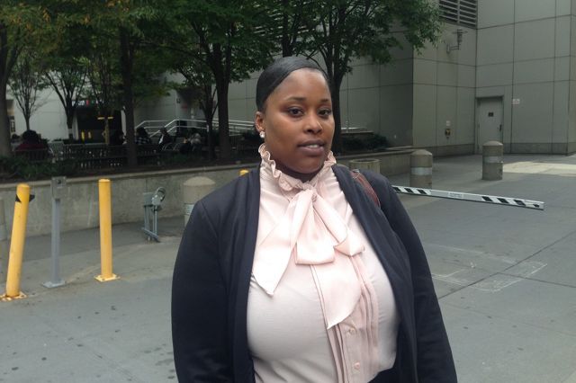 Zaquanna Albert, 37, the girlfriend of Delrawn Small, outside of Brooklyn Supreme Court on Wednesday.
